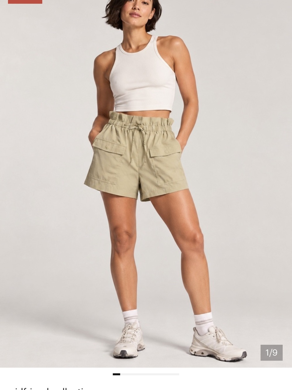 Girlfriend Collective Cora Pocket Shorts Oat Size Large